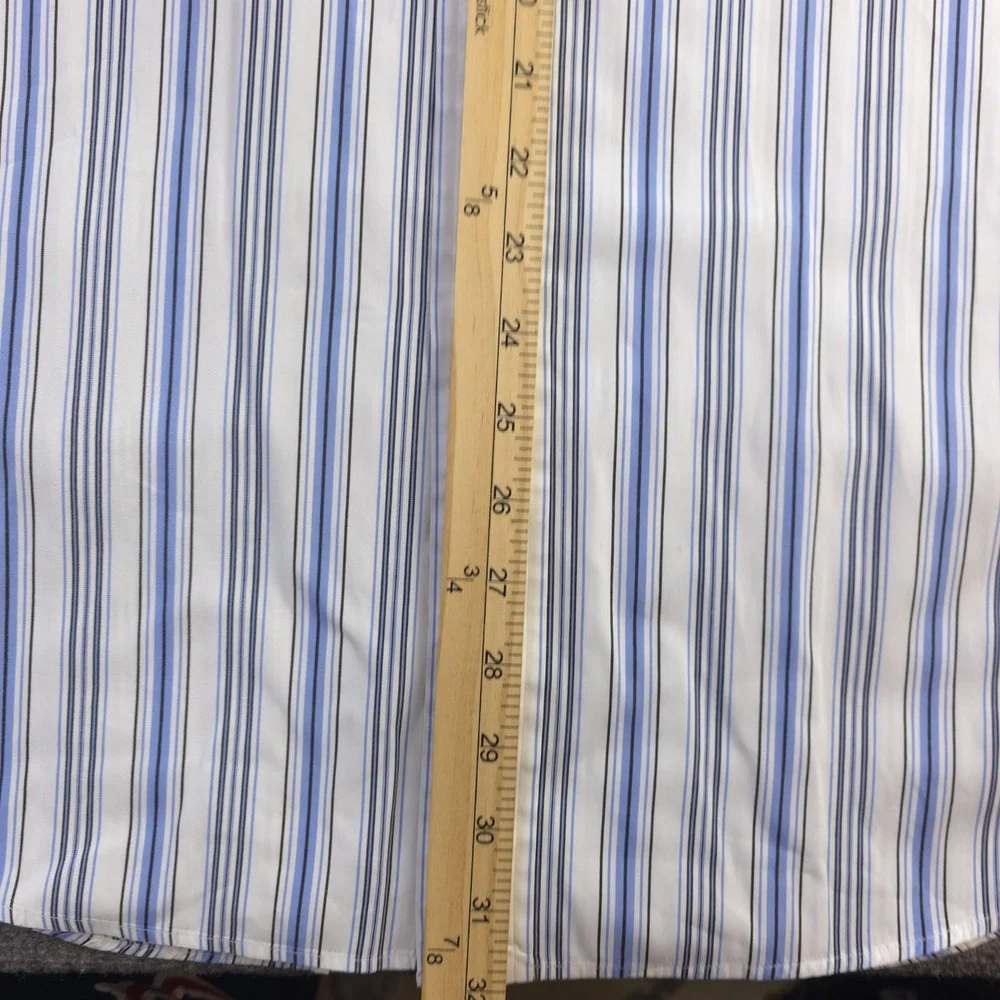 Polo Ralph Lauren Shirt 2XL 18 White Blue Striped Long‎ Sleeve Button Up Cotton